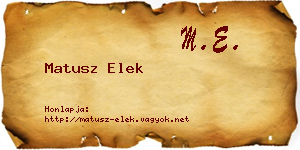 Matusz Elek névjegykártya