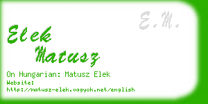 elek matusz business card